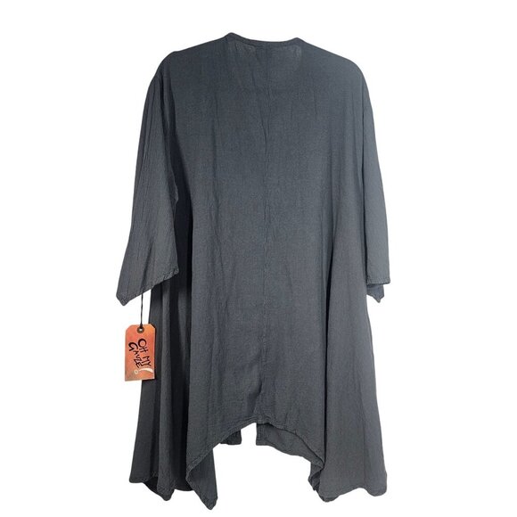 Oh My Gauze Btn Up Cotton Tunic Top CoverUp Sz L/XL Lightweight Handpockets NWT - Picture 2 of 9